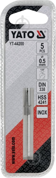 Сверло по металлу YATO Premium HSS 4241 0,5 мм 5 шт. YT-44200 - фото 3