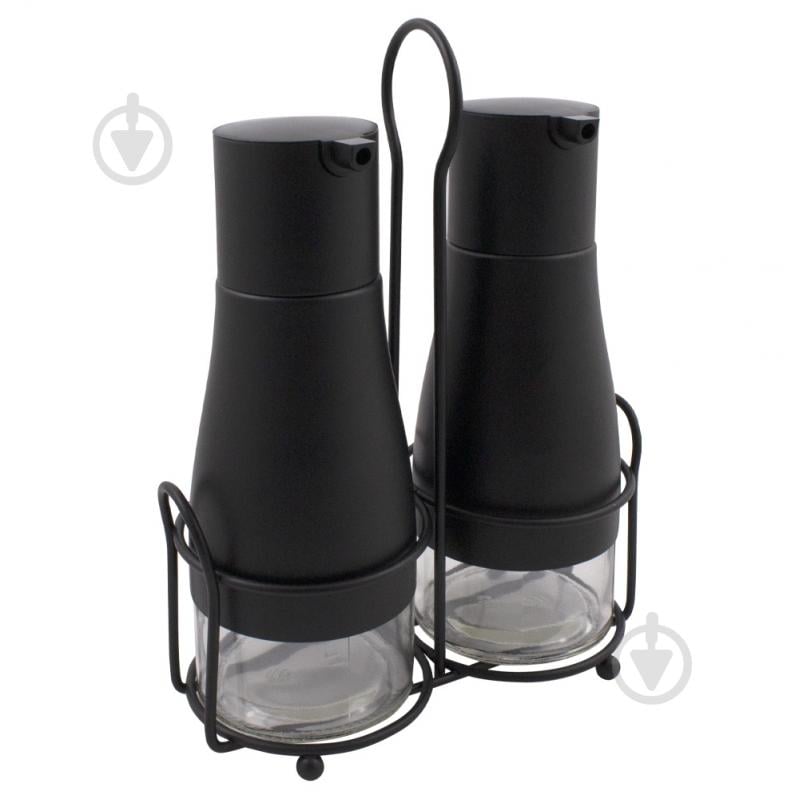 Набір для олії та оцту Arino 3 предмета чорний - фото 1 Набір для олії та оцту Arino 3 предмета чорний - фото 1