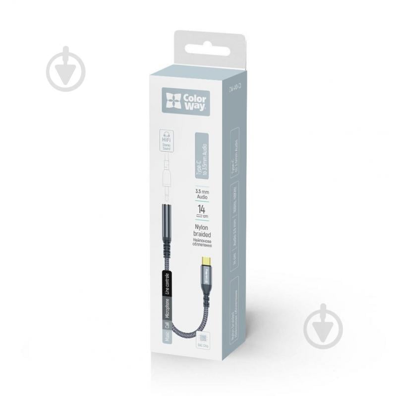 Адаптер для наушников ColorWay 0,14 м grey (CW-AD-CJ) - фото 1