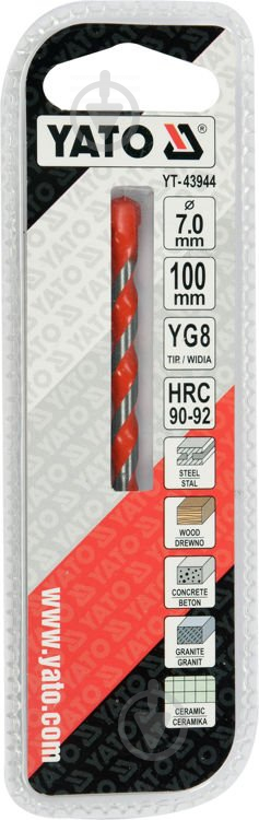 Свердло універсальне YATO YG8 7 мм 1 шт. YT-43944 - фото 2