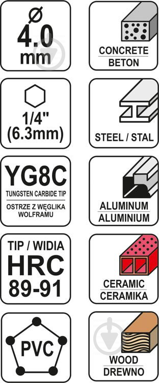 Свердло універсальне YATO YG6X 4 мм 1 шт. YT-44781 - фото 5