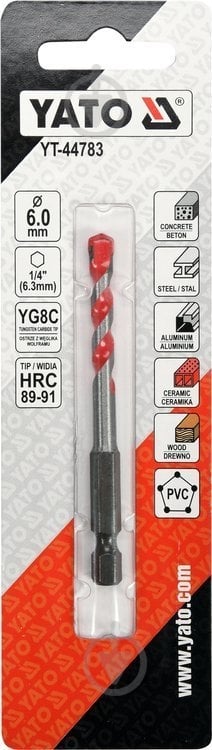 Сверло универсальное YATO YG6X 6 мм 1 шт. YT-44783 - фото 3