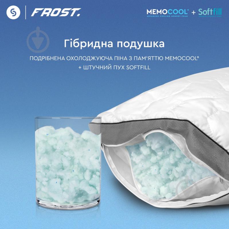 Подушка гібридна з пам'яттю та ефектом охолодження Frost Sonex 50x70 см білий із сірими вставками - фото 3