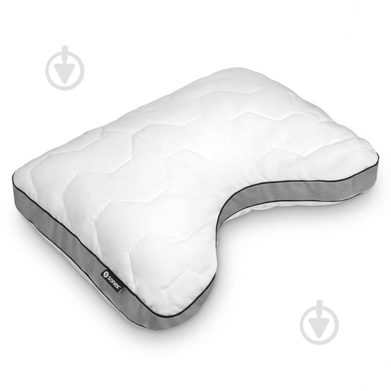 Подушка гібридна з пам'яттю та ефектом охолодження Frost Curve Sonex 50x70 см білий із сірими вставками - фото 1