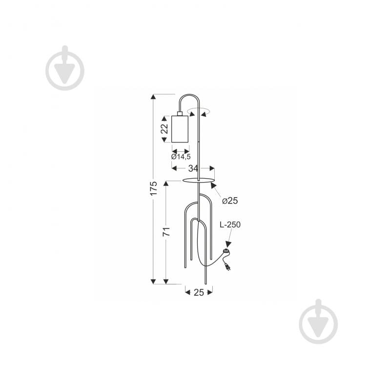 Торшер Candellux RAVELLO 40 Вт E14 черный/зеленый 51-00064 - фото 3