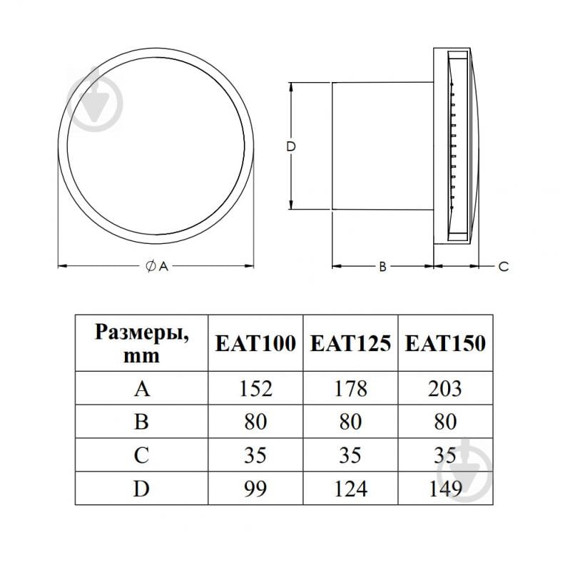 Вытяжной вентилятор EUROPLAST EAT100A - фото 2