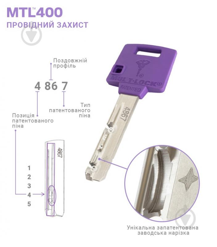 Циліндр Mul-T-Lock MTL400/ClassicPro 4867 40x40 ключ-ключ 80 мм нікель сатин - фото 10