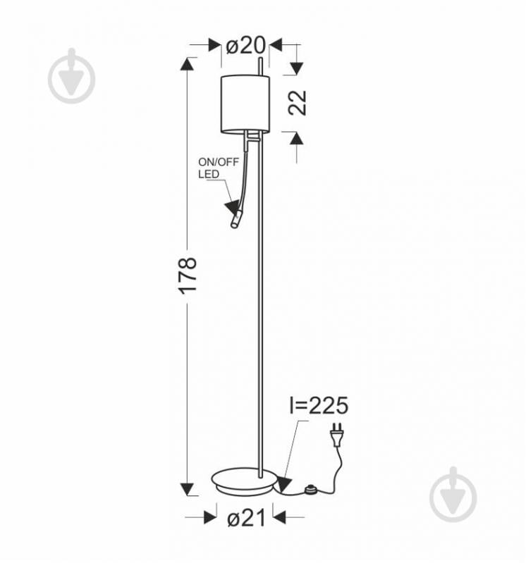 Торшер Candellux BENDI 3 Вт E27 черный 51-25265 - фото 4