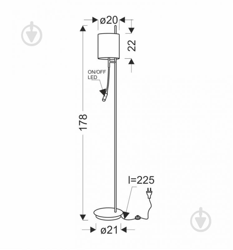 Торшер Candellux ZETA 3 Вт E27 чорний/коричневий 51-25395 - фото 2