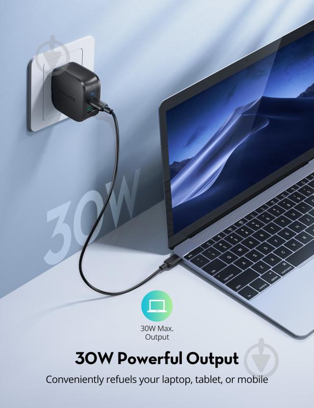 Мережевий зарядний пристрій RavPower RP-PC144 30W PD USB-C + USB-A - фото 4