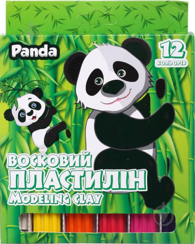 Пластилин восковый 12 цветов 144 гр Panda - фото 1