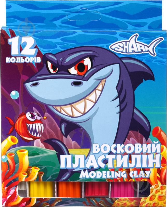 Пластилин восковый 12 цветов Shark - фото 1