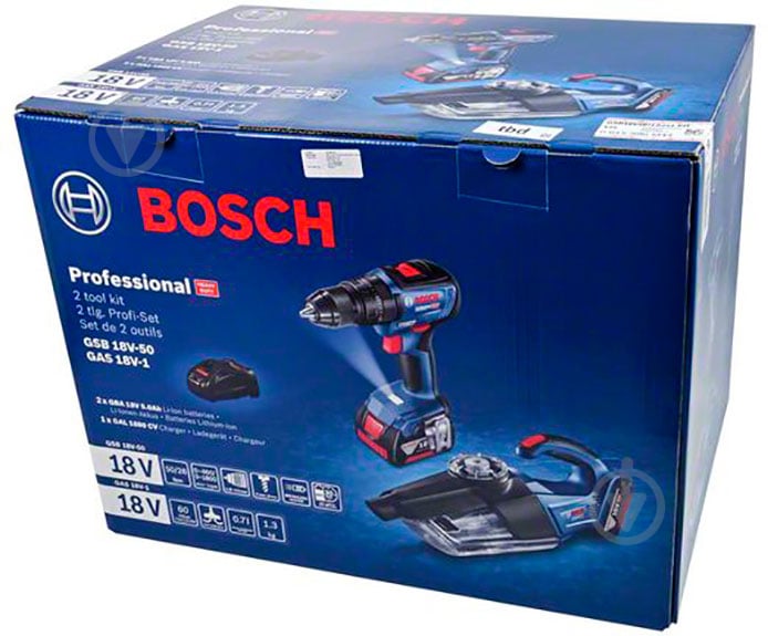 Набір інструментів Bosch Professional GSB 18V-50 + GAS 18V-1 0615990M44 - фото 5