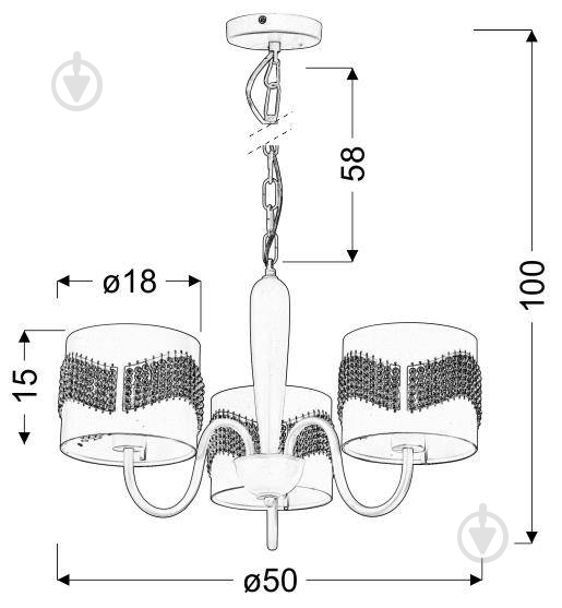 Люстра підвісна Candellux ANTONIO 3x60 Вт E27 білий 33-22998 - фото 2