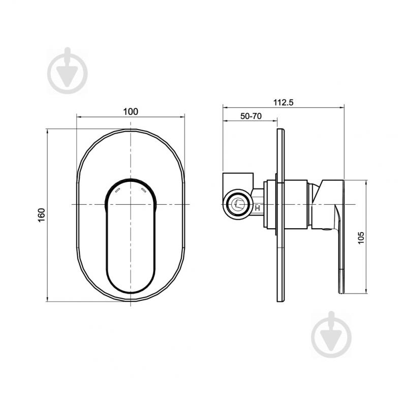 Верхняя часть смесителя для душа Koller Pool Round Arc - фото 2