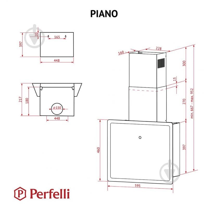 Вытяжка Perfelli PIANO BIANCA декоративная наклонная - фото 11