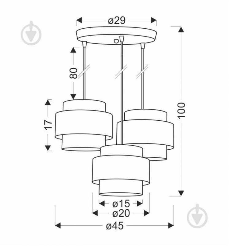 Люстра подвесная Candellux Twin 3x40 Вт E27 черный/коричневый 33-17901 - фото 3