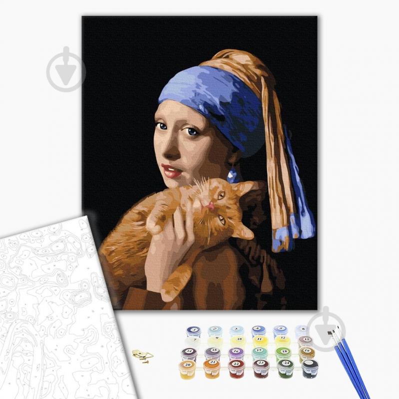 Картина по номерам Девушка с рыжими котом BS51581 40x50 см Brushme - фото 2