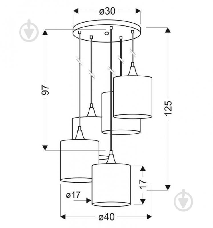 Люстра подвесная Candellux LONG 5x40 Вт E14 черный/золото 35-73976 - фото 2