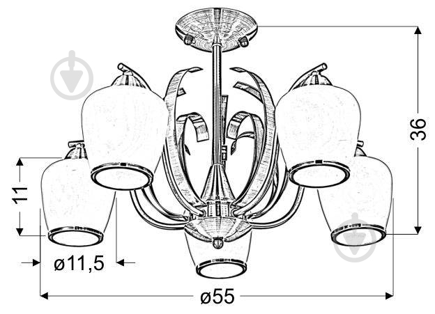 Люстра потолочная Candellux OPERA 5x60 Вт E27 латунь/белый 35-54968 - фото 2