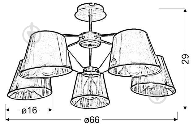 Люстра потолочная Candellux CORTEZ 5x40 Вт E14 черный/латунь 35-54999 - фото 2