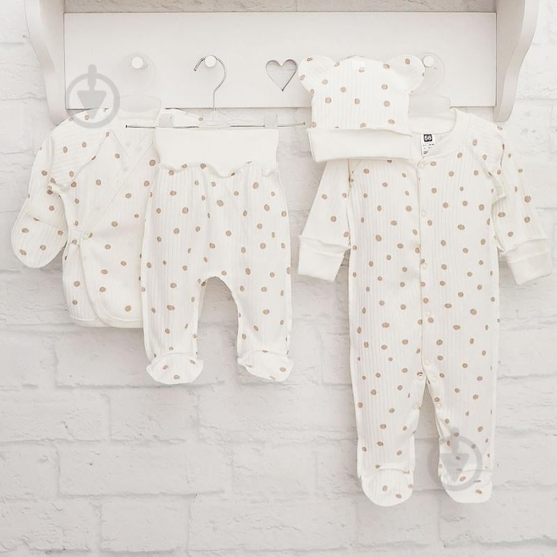 Комплект для новорожденных Blanka Горошек бежевый р.56-62 110815 - фото 1