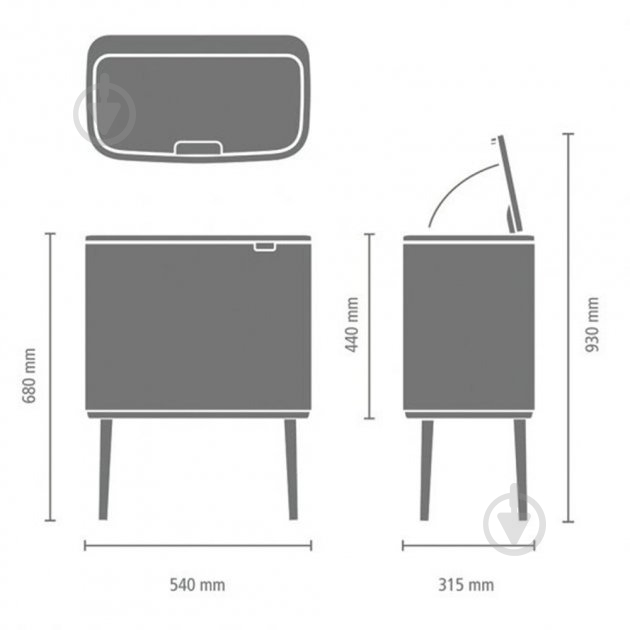 Відро для сміття Brabantia Pedal Bin 11+23 л (304620) - фото 9