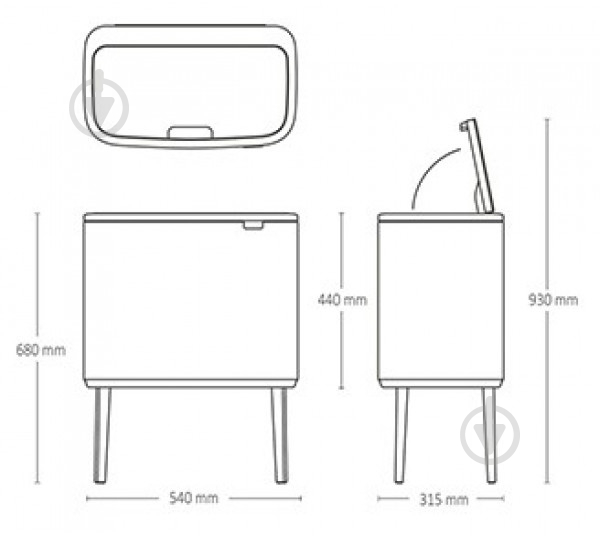 Відро для сміття Brabantia Touch Bin Bo, 11+23 л (201585) - фото 7