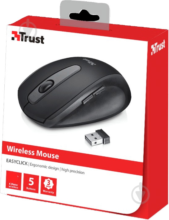 Мышь Trust EasyClick Wireless black/grey (16536) - фото 4 Мышь Trust EasyClick Wireless black/grey (16536) - фото 4