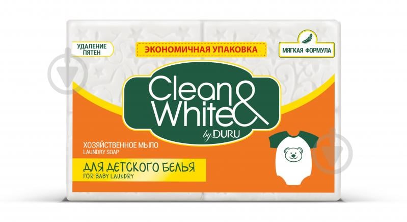 Хозяйственное мыло Duru Clean&White Для стирки детского белья 120 г 4 шт./уп. - фото 1