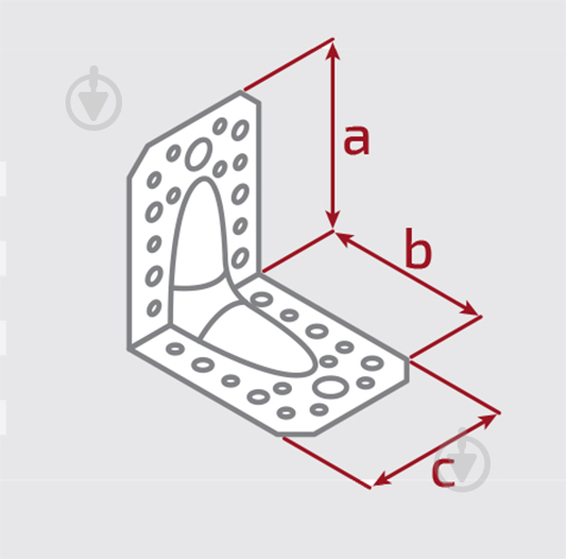 Кутник перфорований посилений Profstal 65x95x65 мм 2 мм (20 шт.) - фото 3