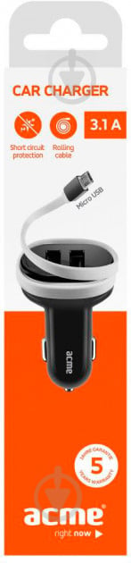 Автомобильное зарядное устройство Acme CH106 2-ports, Micro USB Car charger, 3.1A - фото 4