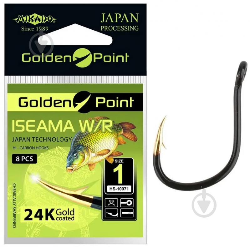 Гачок Mikado Golden Point Iseama (вушко) (gold-black) №4 9 шт. - фото 1