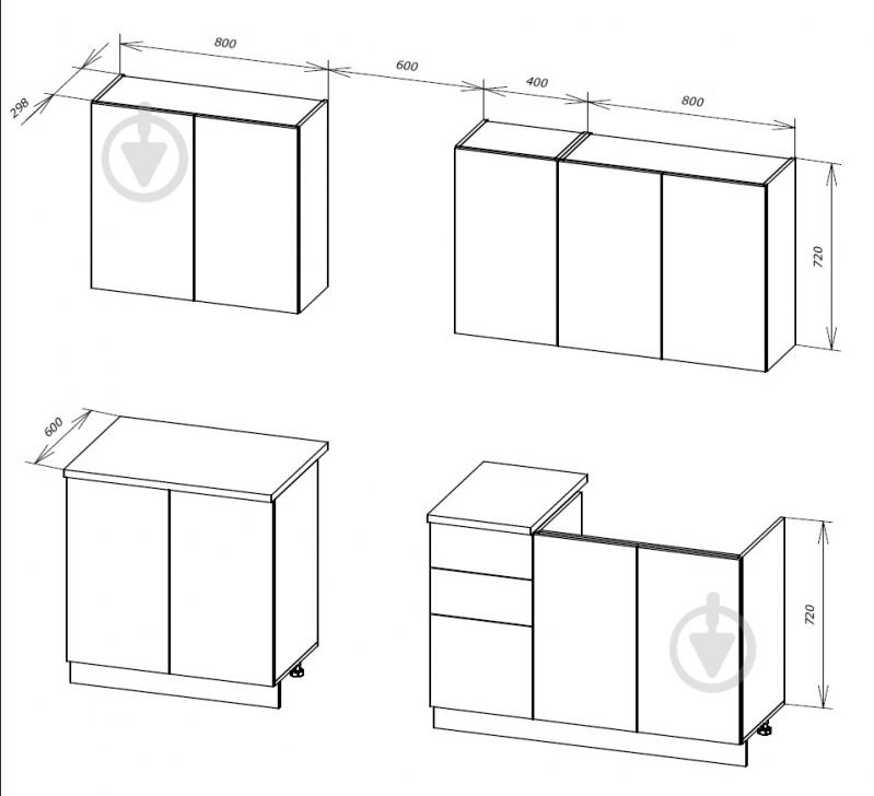 Кухня Грейд Эльва лен темный МДФ 2 м - фото 2