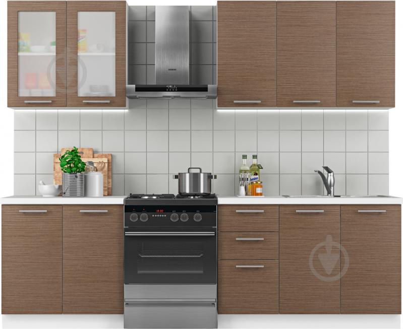 Кухня Грейд Эльва лен темный МДФ 2 м - фото 1