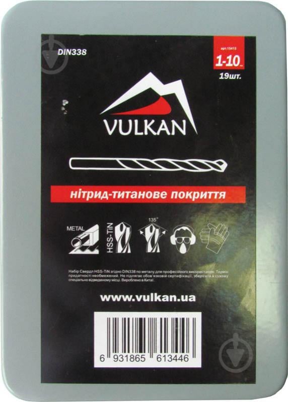 Набір свердел по металу Vulkan HSS-TiN 1-10 мм 19 шт. 61020161 - фото 3