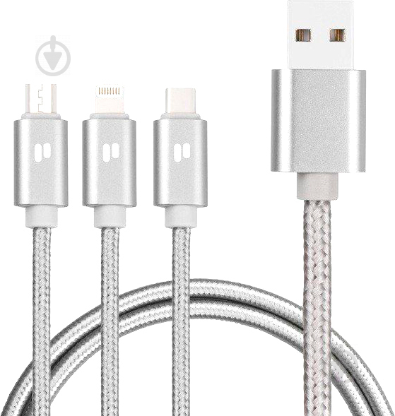 Кабель PURIDEA USB – microUSB 1.5 м сірий (L10-Silver) L10 - фото 1