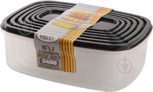 Контейнер харчовий Violet House 0496 Antrasit набір 6 шт. - фото 1 Контейнер харчовий Violet House 0496 Antrasit набір 6 шт. - фото 1