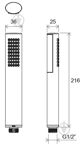 Лейка для душа Ravak 954.00 Oval Mini 1 функция X07P114 - фото 4