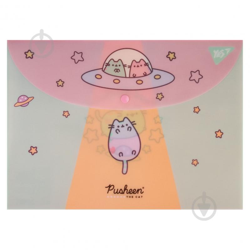 Папка-конверт А4 на кнопці Pusheen глітерний YES - фото 1