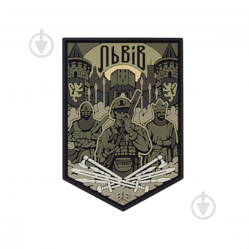 Шеврон-патч Brand Element "Львов" олива 7.5х6 см - фото 1