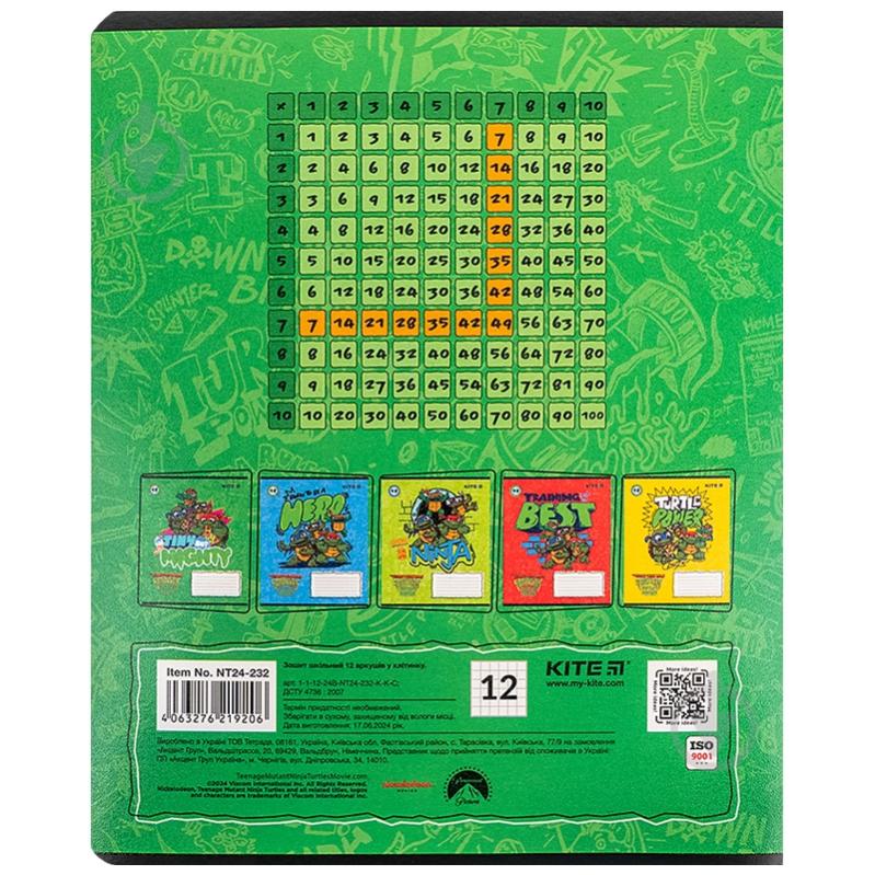 Набор тетрадей 12 лист. клетка Teenage Mutant Ninja Turtles 5 шт. KITE - фото 5 Набор тетрадей 12 лист. клетка Teenage Mutant Ninja Turtles 5 шт. KITE - фото 5