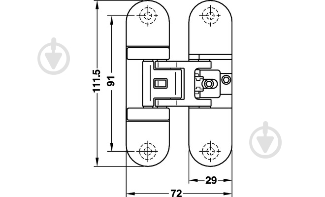 Петля Hafele 927.91.556 К6700 3D F2 180° 50-70 кг 111,5x29мм матовый никель универсальная 1 шт. - фото 2