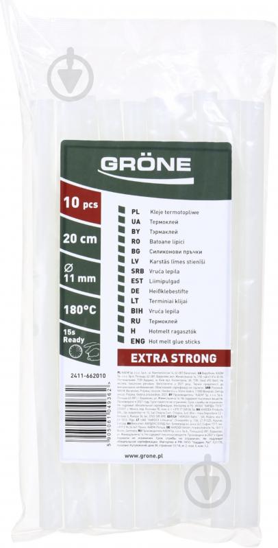 Стрижні клейові Grone 20 см екстраміцний білий 11 мм 10 шт. 2411-662010 - фото 1