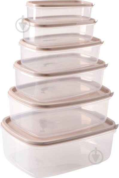 Контейнер харчовий Violet House 0496 capuccino набір 6 шт. - фото 1 Контейнер харчовий Violet House 0496 capuccino набір 6 шт. - фото 1