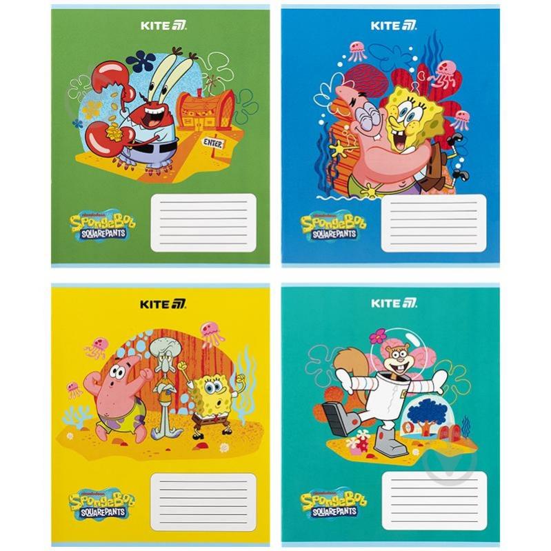 Набір зошитів 12 арк. коса лінія Sponge Bob 5 шт. KITE - фото 1