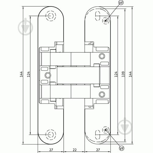 Петля Hafele 927.56.124 AN 142 3D F1 180° 144x27мм матовый хром универсальная 1 шт. - фото 2