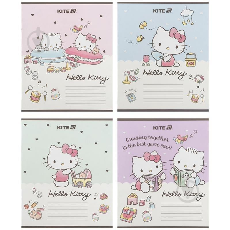 Набір зошитів 12 арк. коса лінія Hello Kitty 5 шт. KITE - фото 1