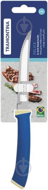 Нож для стейка Tramontina Felice blue зубчатый 11,2см 23492/115 - фото 2 Нож для стейка Tramontina Felice blue зубчатый 11,2см 23492/115 - фото 2