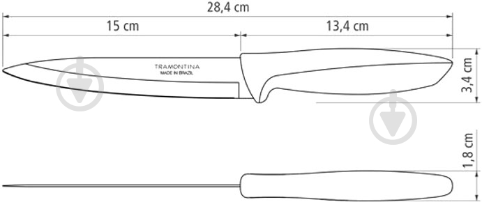 Ніж обробний Tramontina Plenus light grey 152 мм блістер 23424/136 - фото 3